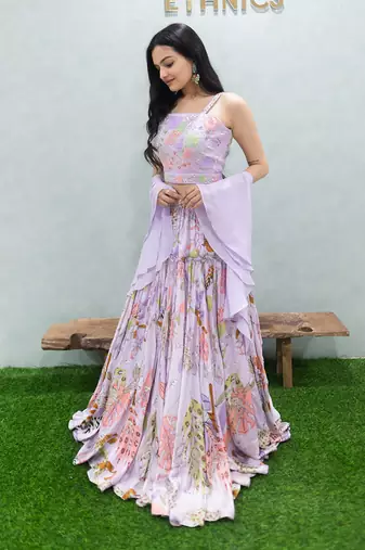 Purple Viscose Lehenga Set