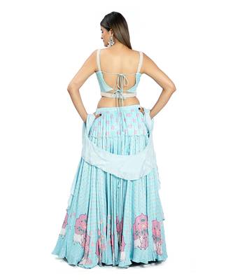 Sky Blue Viscose Lehenga Set 2