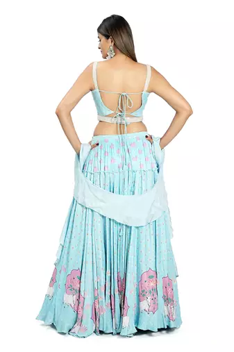 Sky Blue Viscose Lehenga Set