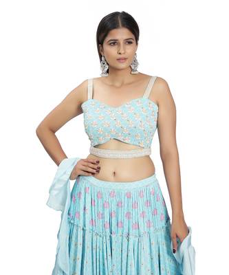 Sky Blue Viscose Lehenga Set 5