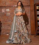 Grey Viscose Lehenga Set