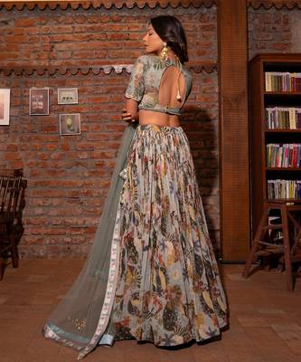 Grey Viscose Lehenga Set 3