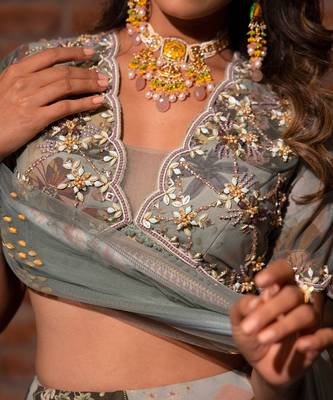 Grey Viscose Lehenga Set 5