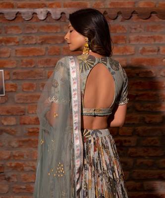 Grey Viscose Lehenga Set 6