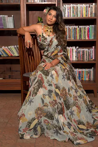Grey Viscose Lehenga Set