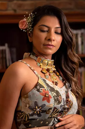 Grey Viscose Lehenga Set