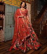 Orange Viscose Lehenga Set