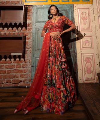 Orange Viscose Lehenga Set 2