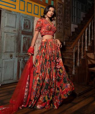 Orange Viscose Lehenga Set 3