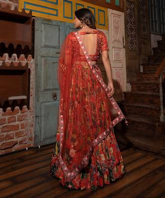 Orange Viscose Lehenga Set 5