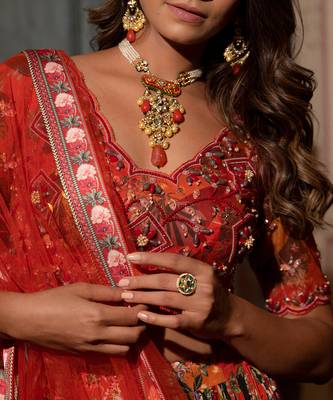 Orange Viscose Lehenga Set 7