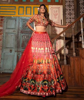 Orange Viscose Lehenga 2