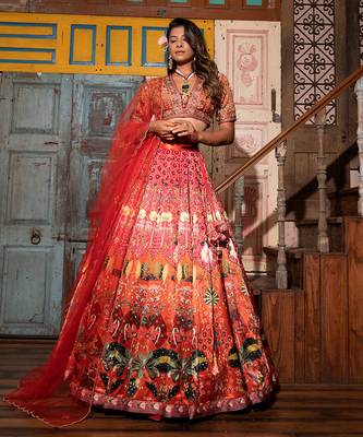 Orange Viscose Lehenga 3