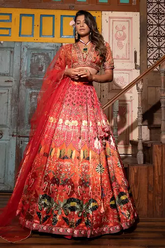 Orange Viscose Lehenga