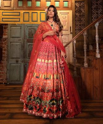 Orange Viscose Lehenga 4