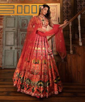 Orange Viscose Lehenga 5