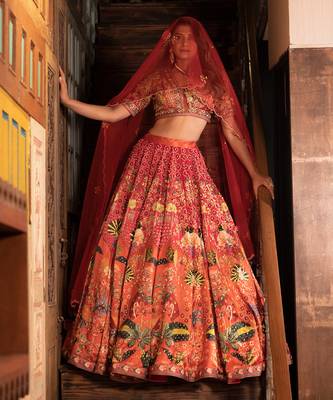 Orange Viscose Lehenga 10