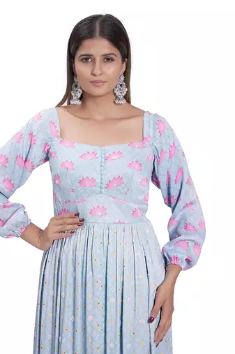 Powder Blue Embroidered Dress