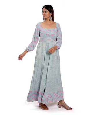 Powder Blue Embroidered Dress 4
