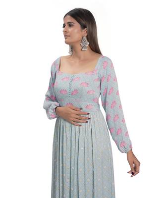 Powder Blue Embroidered Dress 5