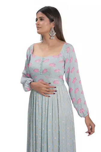 Powder Blue Embroidered Dress