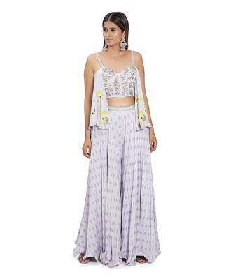 Lilac Printed Palazzo Pant Set 1