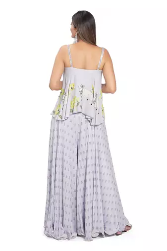 Lilac Printed Palazzo Pant Set