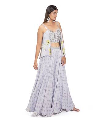 Lilac Printed Palazzo Pant Set 3