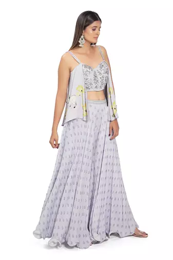 Lilac Printed Palazzo Pant Set
