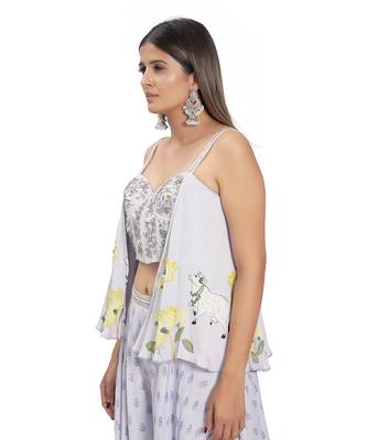 Lilac Printed Palazzo Pant Set 4