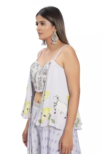 Lilac Printed Palazzo Pant Set