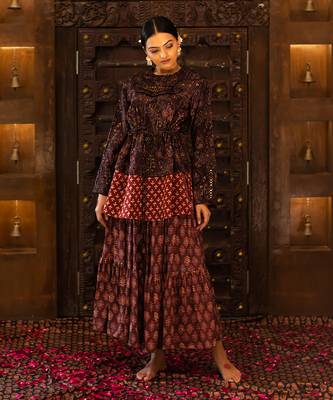 Wine Viscose Skirt Dresse 1