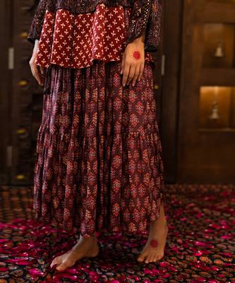 Wine Viscose Skirt Dresse 2
