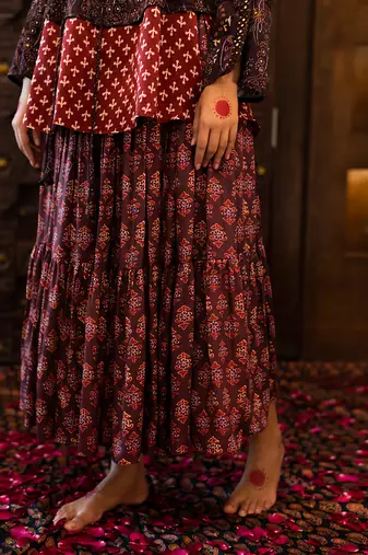 Wine Viscose Skirt Dresse