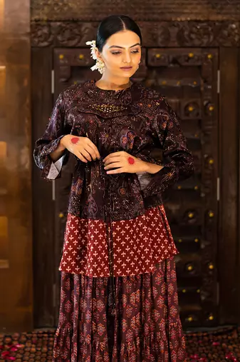 Wine Viscose Skirt Dresse