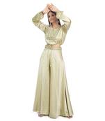 Olive Green Satin Palazzo Set