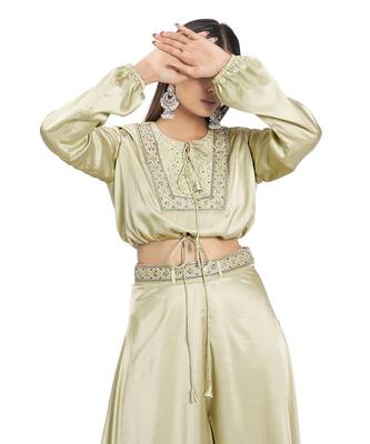 Olive Green Satin Palazzo Set 2