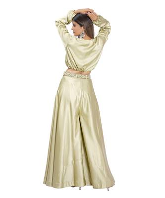Olive Green Satin Palazzo Set 3