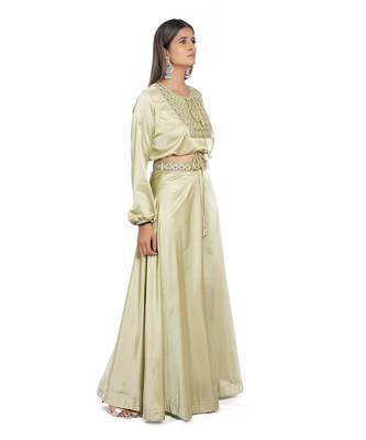 Olive Green Satin Palazzo Set 4
