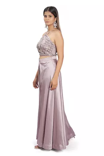 Purple Viscose Sharara Set