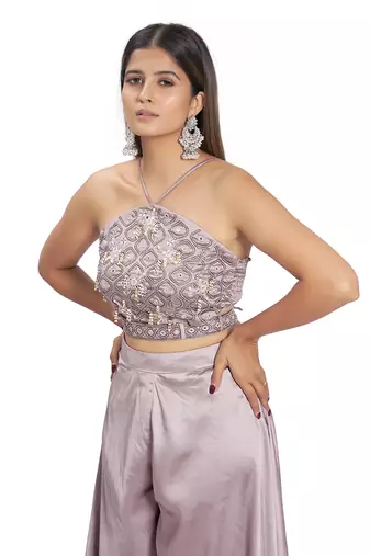 Purple Viscose Sharara Set