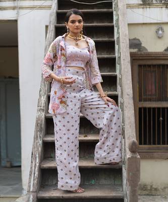 Purple Viscose Palazzo Set 1