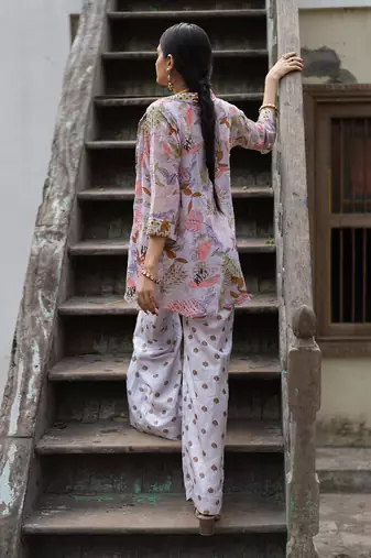 Purple Viscose Palazzo Set