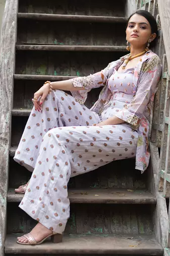 Purple Viscose Palazzo Set