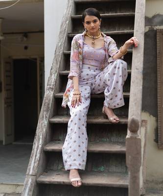 Purple Viscose Palazzo Set 7