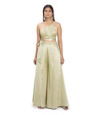 Olive Green Viscose Palazzo Set 1
