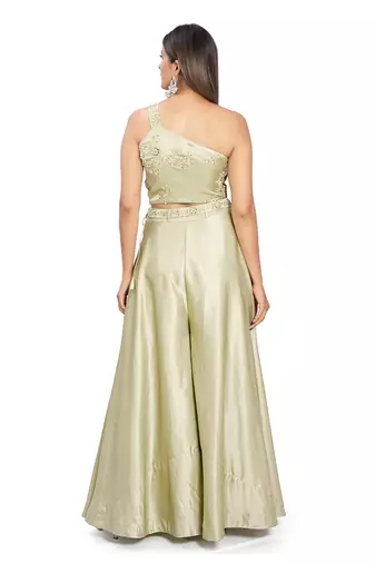 Olive Green Viscose Palazzo Set