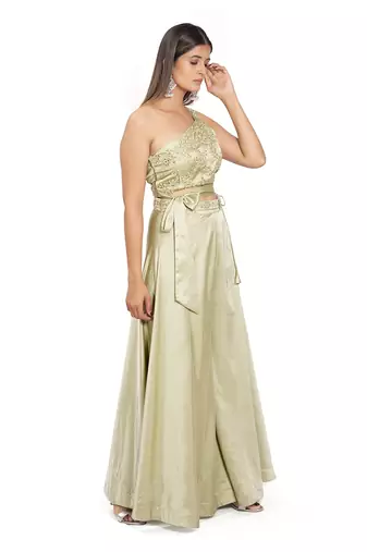 Olive Green Viscose Palazzo Set