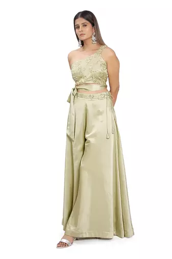 Olive Green Viscose Palazzo Set