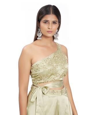 Olive Green Viscose Palazzo Set 5